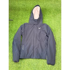 Hollister California All-Weather Jacket Women S Blue Hood Full Zip Fleece Lined